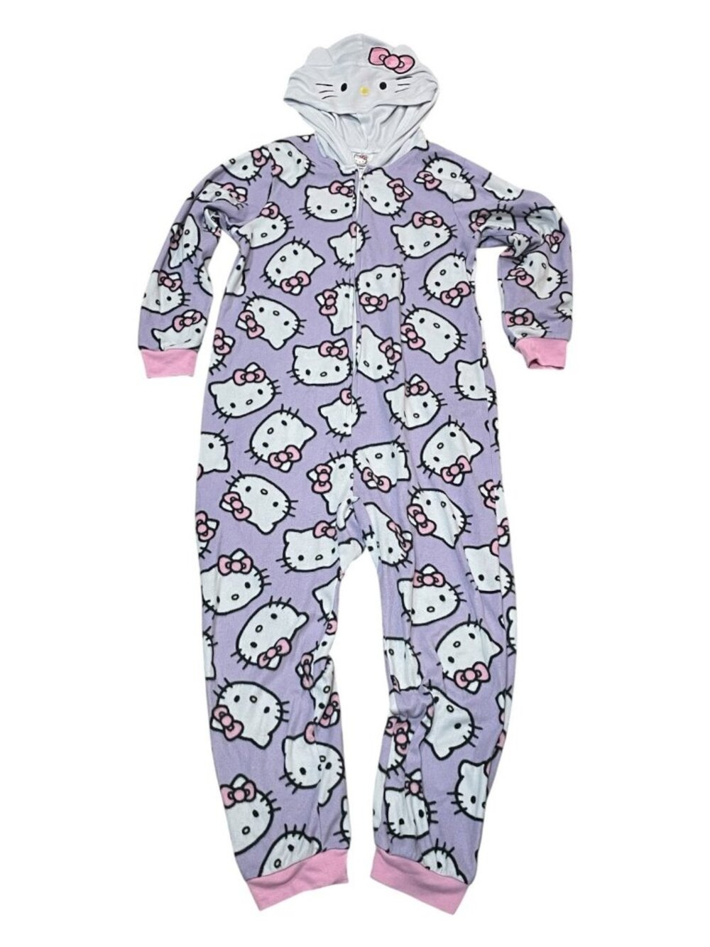 Hello Kitty Big Girls Character Hooded Costume Print Fleece Pajama Sleeper 10/12